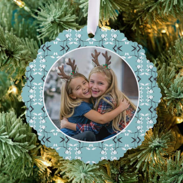 Festive Royal Botanical Robin's Egg Blue Tree Decoration Card (Insitu (Tree))