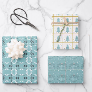 Festive Royal Botanical Robin's Egg Blue Wrapping Paper Sheet