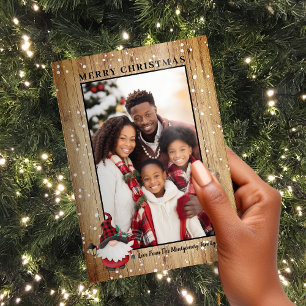 Festive Rustic Lumberjack Gnome Christmas Photo Holiday Card