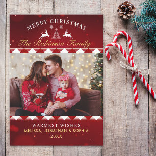 Festive Rustic Tartan Christmas Photo Invitation