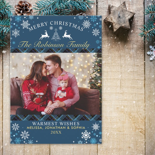 Festive Rustic Tartan Christmas Photo Invitation (Creator Uploaded)
