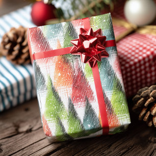 Festive Rustic Winter Trees Wrapping Paper