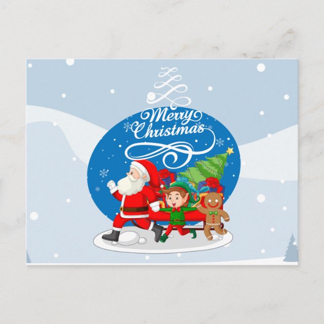 Festive Santa and Friends Christmas Card  (Front)