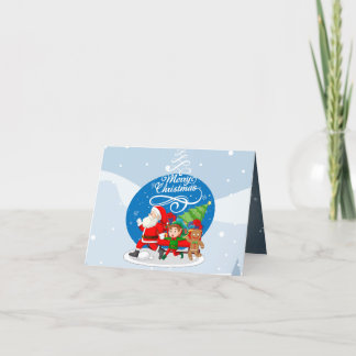 Festive Santa and Friends Christmas Card
