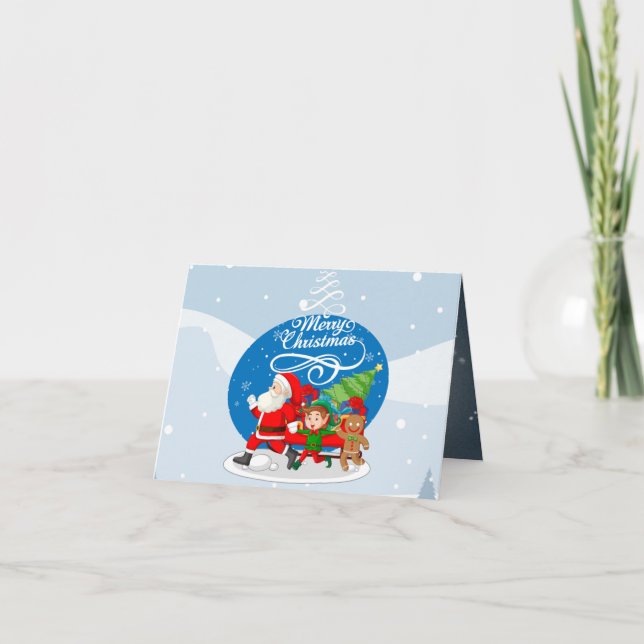 Festive Santa and Friends Christmas Card  (Front)