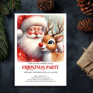 Festive Santa and Rudolph Christmas Invitation