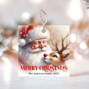Festive Santa and Rudolph Gift Tags for Presents