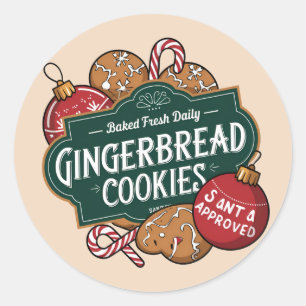 Festive Santa approved baked fresh daily cookies Classic Round Sticker