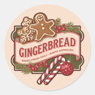 Festive Santa approved Gingerbread Classic Round Sticker