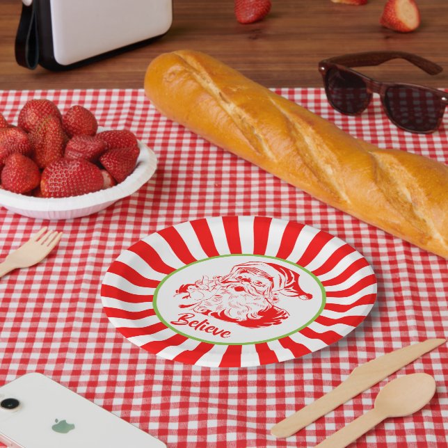 Festive Santa "Believe" Christmas Paper Plate (Picnic)
