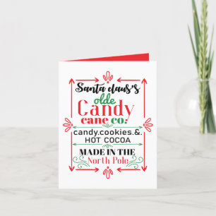 festive Santa candy cane company add sentiment Holiday Card
