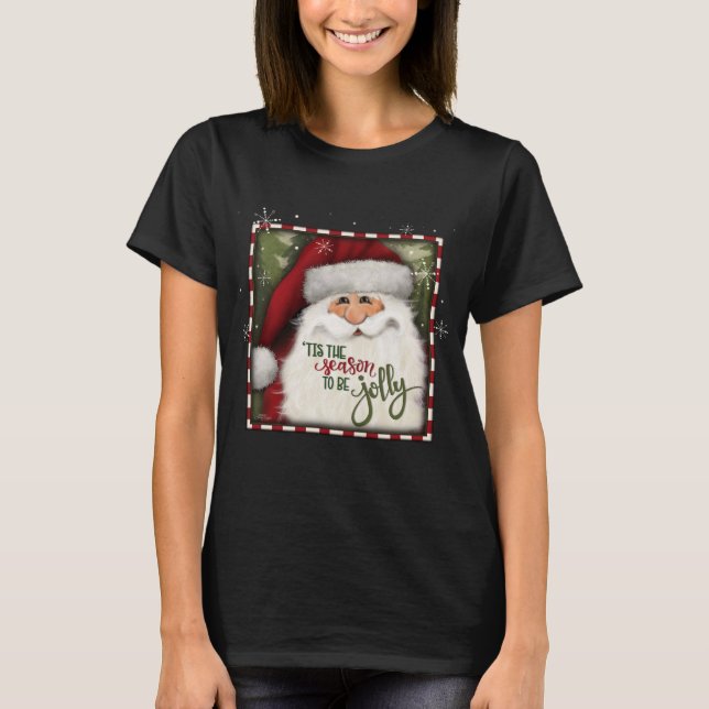 Festive Santa Cheerful Merry Christmas Holiday T-Shirt (Front)