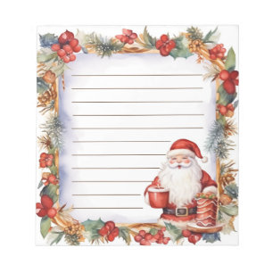 Festive Santa Christmas List Tasks Notepad