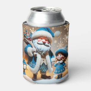 Festive Santa Claus and Child Can Cooler