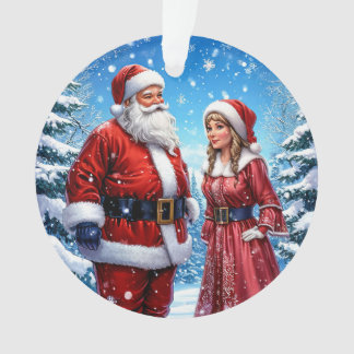 Festive Santa Claus and Mrs. Claus Ornament
