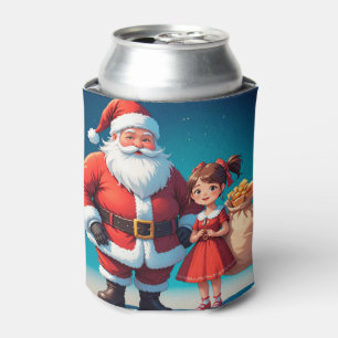 Festive Santa Claus and Snow Maiden Can Cooler