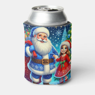 Festive Santa Claus and Snow Maiden Can Cooler