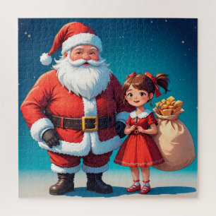 Festive Santa Claus and Snow Maiden Jigsaw Puzzle
