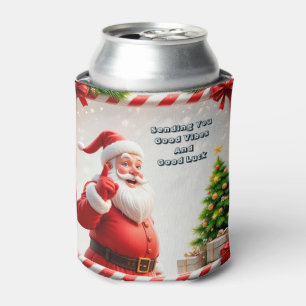Festive Santa Claus and Snowman Can Cooler