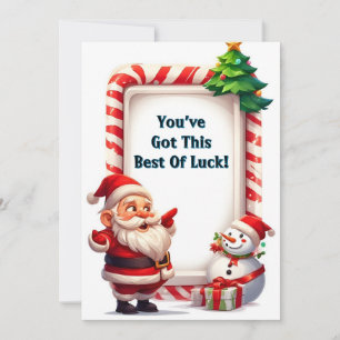 Festive Santa Claus and Snowman Holiday Card