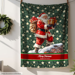 Festive Santa Claus Blanket with Custom Name