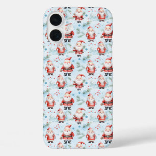 Festive Santa Claus Christmas Pattern iPhone 16 Plus Case