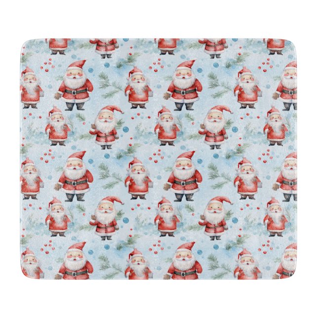 Festive Santa Claus Christmas Pattern Cutting Board (Front)