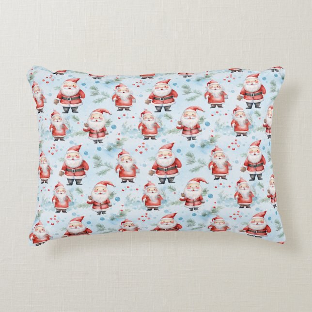 Festive Santa Claus Christmas Pattern Decorative Cushion (Front)