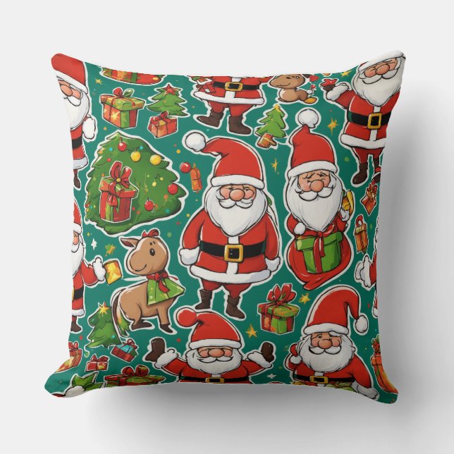 "Festive Santa Claus Christmas Pillow" Cushion (Front)