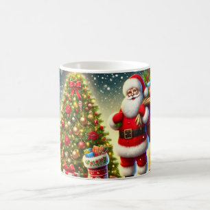 Festive Santa Claus Christmas Tree Coffee Mug