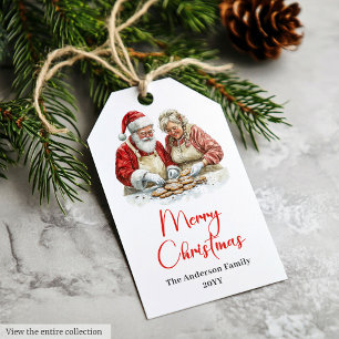 Festive Santa Claus Classic Red White Gift Tags