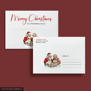 Festive Santa Claus Classic Red White Holiday Envelope