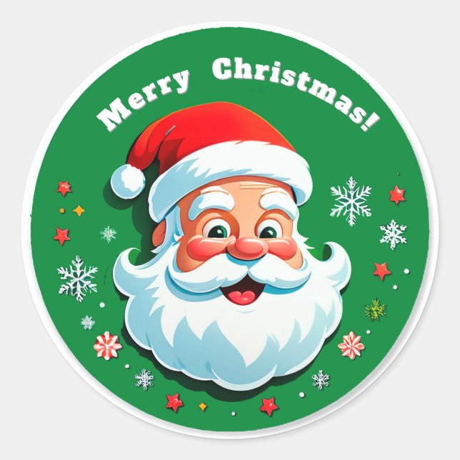 Festive Santa Claus Face Classic Round Sticker (Front)
