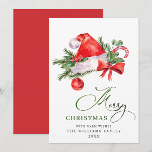 Festive Santa Claus Hat Christmas Greeting Holiday Card