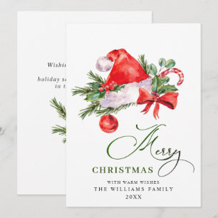 Festive Santa Claus Hat Christmas Greeting Holiday Card