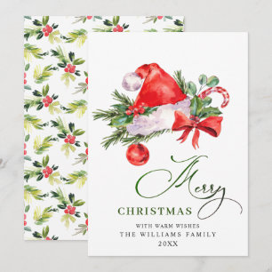 Festive Santa Claus Hat Christmas Greeting Holiday Card
