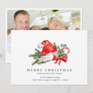 Festive Santa Claus Hat Christmas PHOTO Greeting H Holiday Card