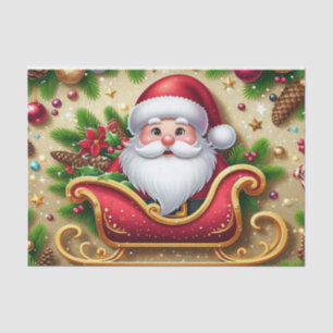 Festive Santa Claus in Sleigh Tissue Paper