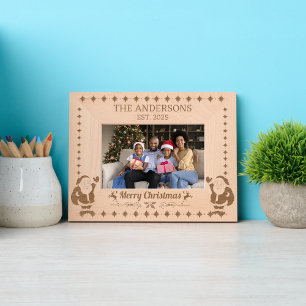 Festive Santa Claus Merry Christmas Family Photo  Etched Frames