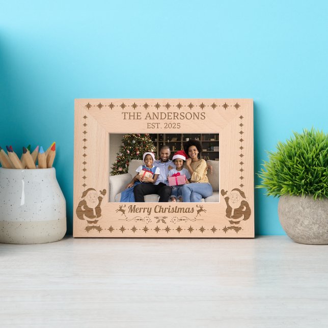 Festive Santa Claus Merry Christmas Family Photo  Etched Frames (Creator Uploaded)