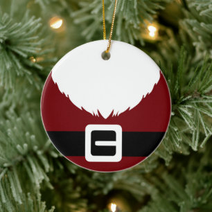 Festive Santa Claus Red Suit Jacket and Belt Ceramic Tree Decoration