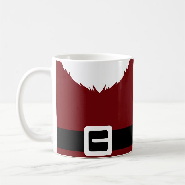 Festive Santa Claus Red Suit Jacket and Belt Coffee Mug (Left)