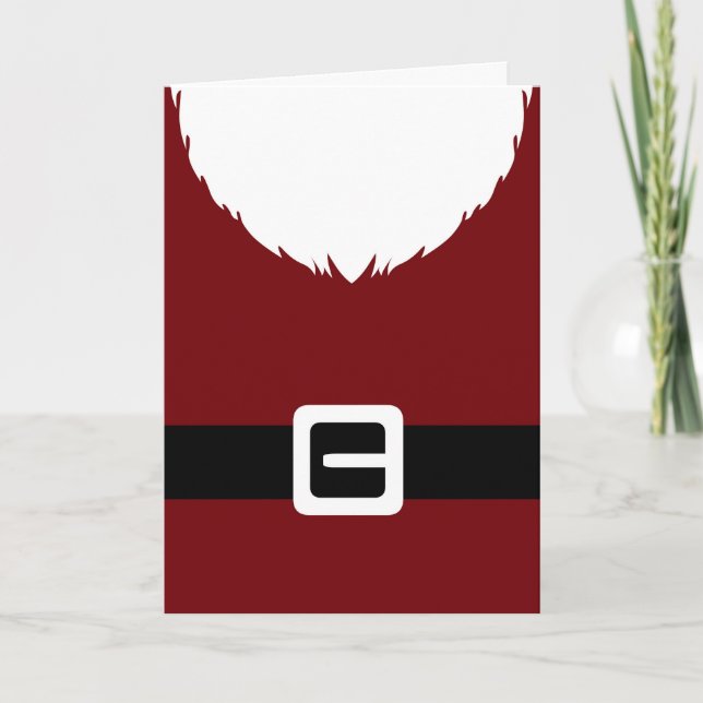 Festive Santa Claus Red Suit Jacket and Belt Holiday Card (Front)