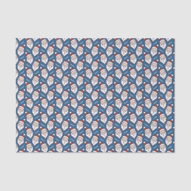 Festive Santa Claus Red White and Blue Christmas Tissue Paper (Front)