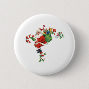 Festive Santa Claus retro Christmas vintage  6 Cm Round Badge