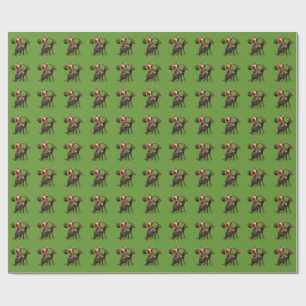 Festive Santa Claus Riding On Parasaurolophus Wrapping Paper