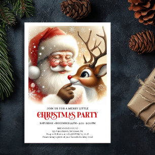 Festive Santa Claus Rudolph Holiday Family Party  Invitation