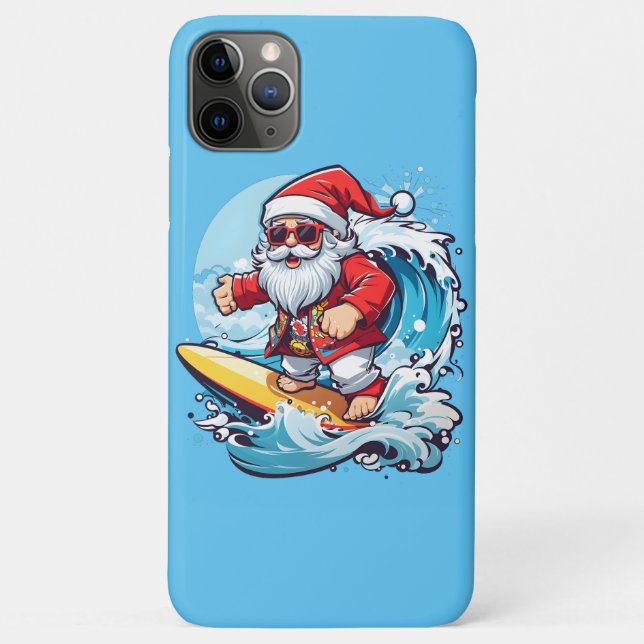 Festive Santa Claus Surfing Christmas Waves Case-Mate iPhone Case (Back)