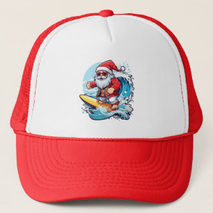 Festive Santa Claus Surfing Christmas Waves Trucker Hat