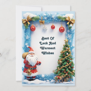 Festive Santa Claus with Christmas Tree Holiday Card